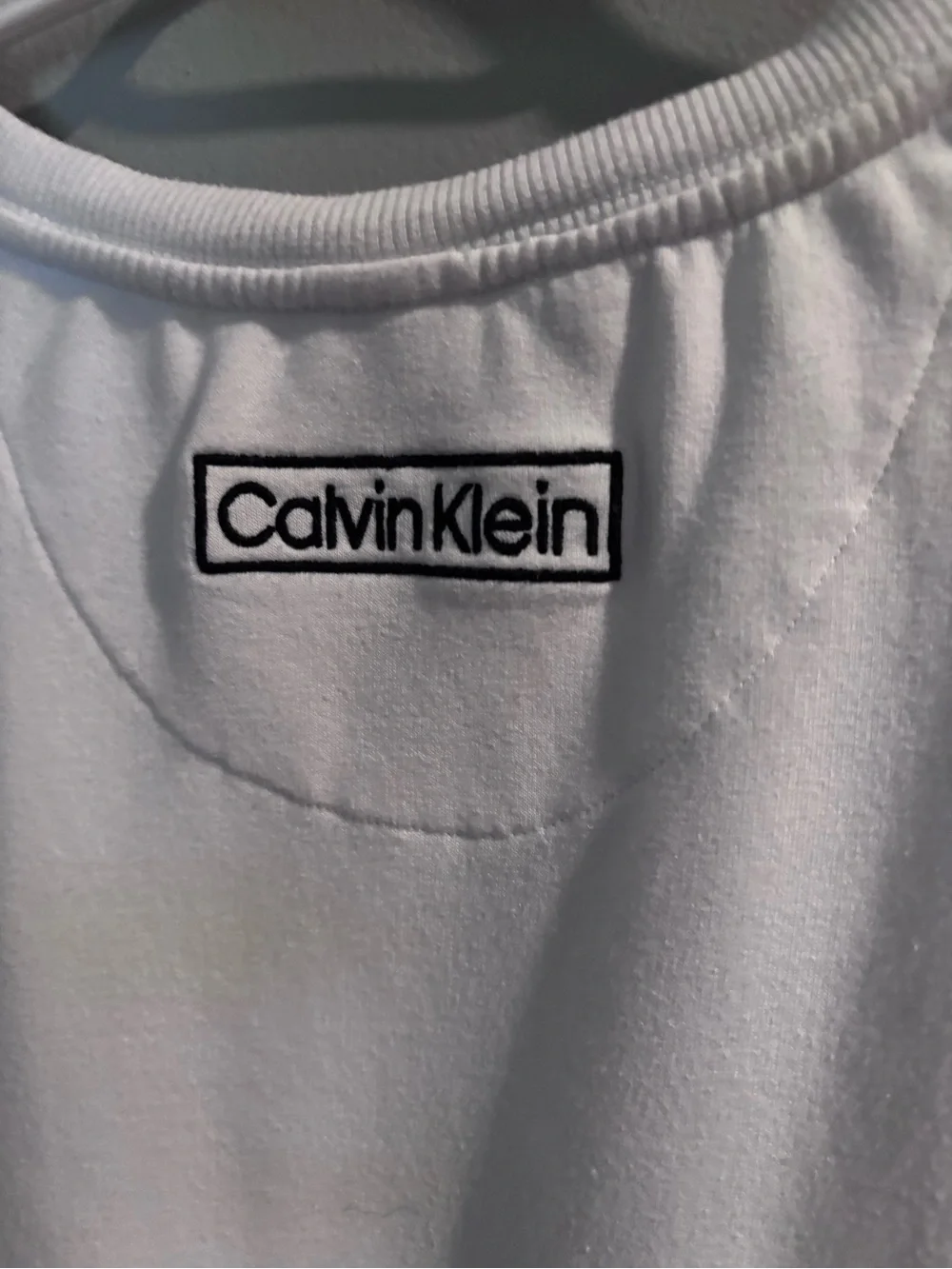 Calvin Klein White sweater Top with Black Logo Trim